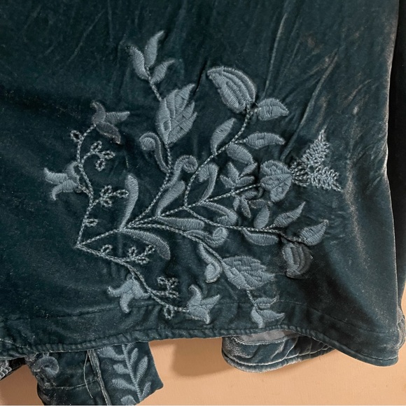 Elegant Teal Embroidered Cardigan kimono plus size - Picture 3 of 8